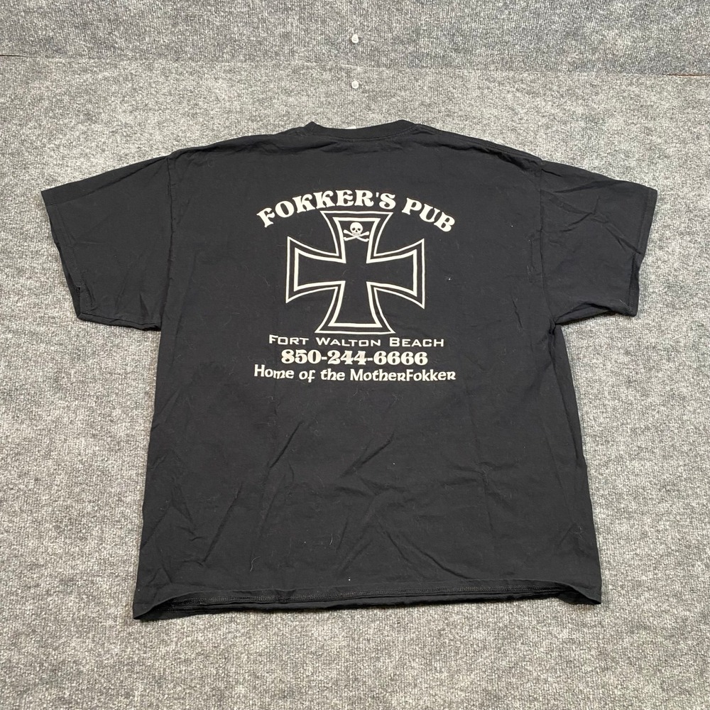 Mens Fokkers Pub Fort Walton Beach Florida Graphic T-Shirt Black 2XL